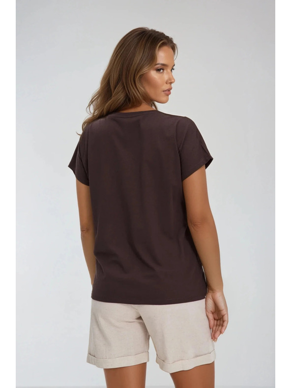 Moodo Dámské bavlněné tričko Moodo – hnědé