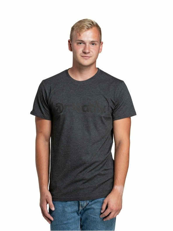 Meatfly Meatfly pánské tričko Striped Logo Charcoal Heather | Šedá | Velikost