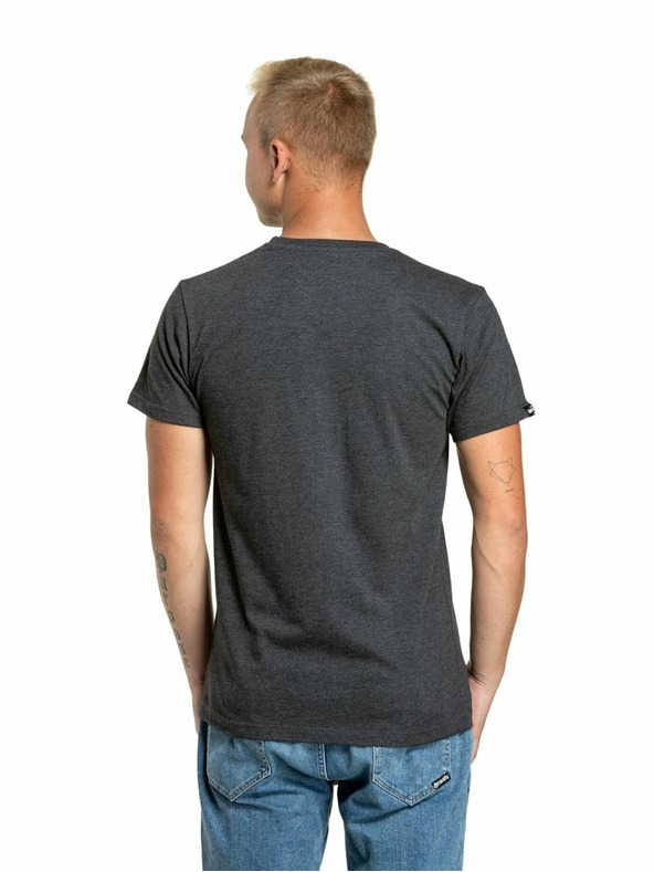 Meatfly Meatfly pánské tričko Striped Logo Charcoal Heather | Šedá | Velikost