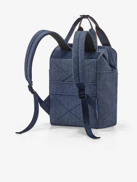 Reisenthel Tmavě modrý džínový batoh a taška 2v1 Reisenthel Allrounder R Herringbone Dark Blue