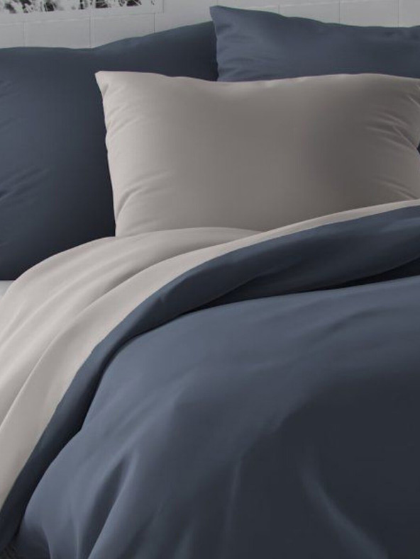 Kvalitex Saténové francouzské povlečení LUXURY COLLECTION 1+2, 240x200, 70x90cm tmavě šedé / světle šedé