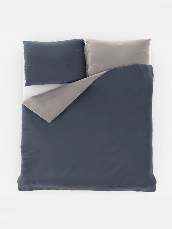 Kvalitex Saténové francouzské povlečení LUXURY COLLECTION 1+2, 240x200, 70x90cm tmavě šedé / světle šedé