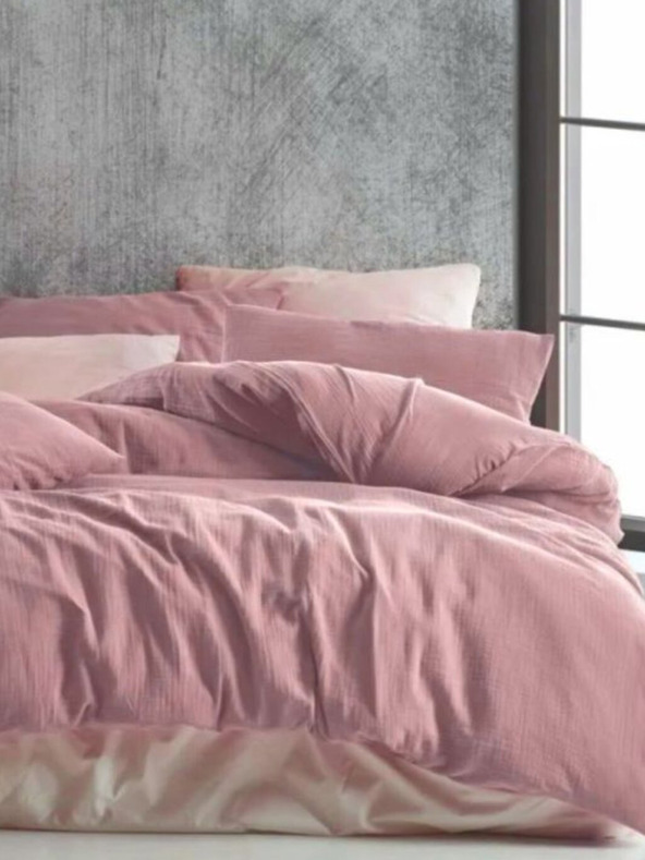 Kvalitex Mušelínové povlečení 140x200, 70x90cm růžové Kvalitex