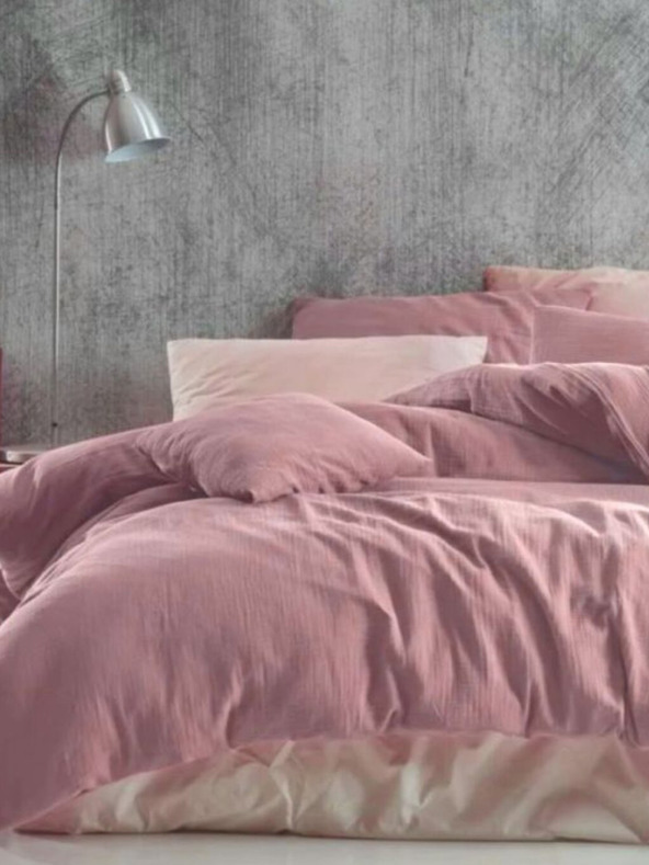 Kvalitex Francouzské mušelínové povlečení 220x200, 70x90cm růžové Kvalitex