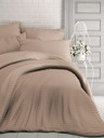 Kvalitex Francouzské saténové povlečení s proužkem 1+2, 220x200, 70x90cm béžové Kvalitex