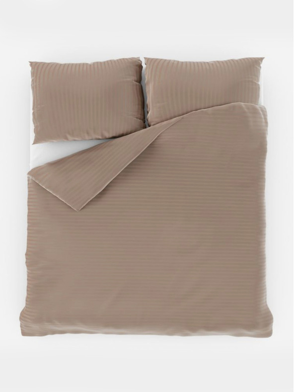 Kvalitex Francouzské saténové povlečení s proužkem 1+2, 220x200, 70x90cm béžové Kvalitex