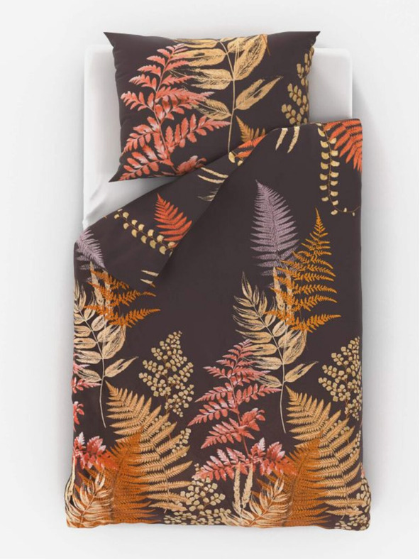 Kvalitex Saténové povlečení Luxury Collection 140x200, 70x90cm Kapradí hnědé Kvalitex