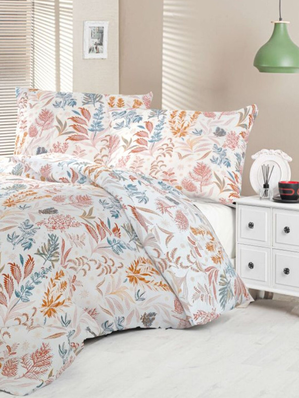 Kvalitex Saténové francouzské povlečení Luxury Collection 1+2, 200x200, 70x90cm Coral garden Kvalitex