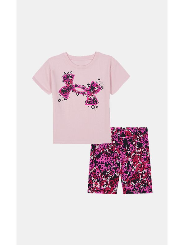 Under Armour Dívčí set Under Armour UA PRINTED BIKE SHORT SET-PNK