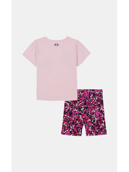 Under Armour Dívčí set Under Armour UA PRINTED BIKE SHORT SET-PNK