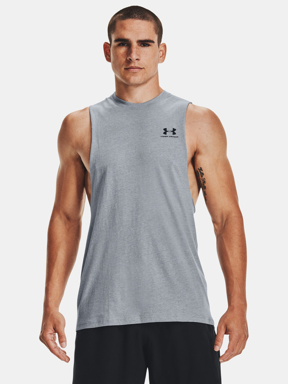 Under Armour Pánské tílko Under Armour UA LEFT CHEST CUT OFF TANK-GRY