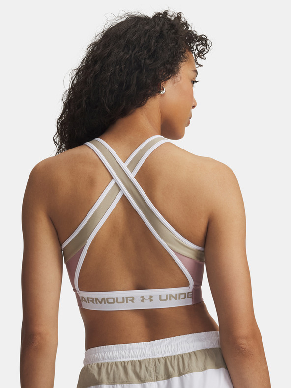 Under Armour Dámská podprsenka Under Armour UA Crossback Mid Open Back-PNK