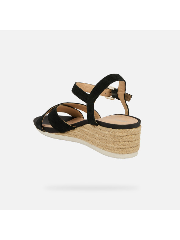 Geox Černá dámská obuv na klínku Geox Ischia Corda