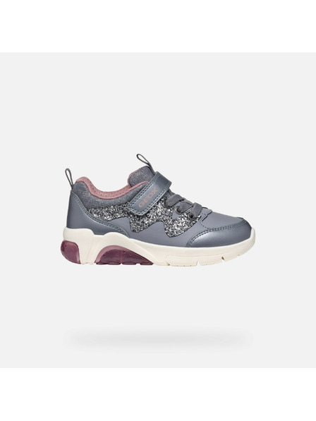 Geox Šedá dívčí svítící kotníková obuv Geox Fadinlight Girl