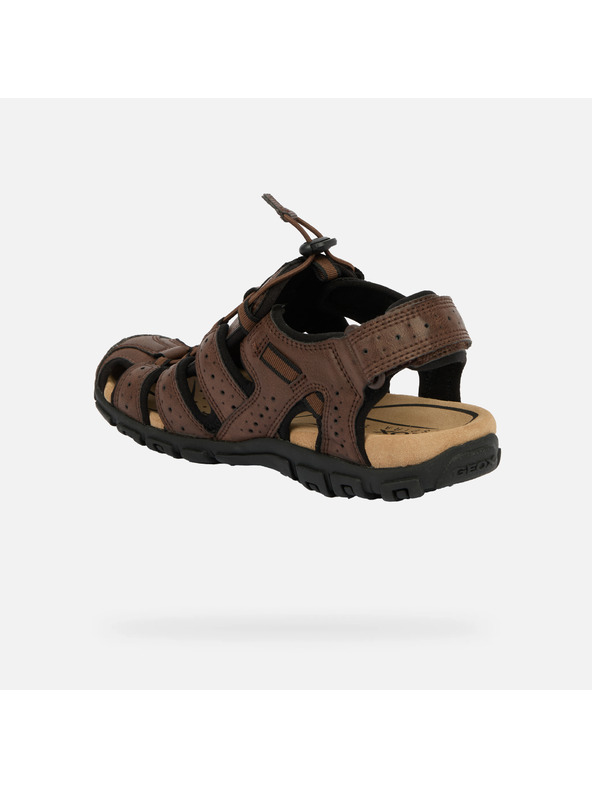 Geox Tmavě hnědé pánské sandály Geox Omo Sandal Strada