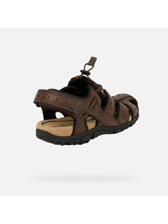 Geox Tmavě hnědé pánské sandály Geox Omo Sandal Strada