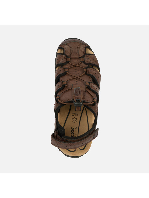 Geox Tmavě hnědé pánské sandály Geox Omo Sandal Strada