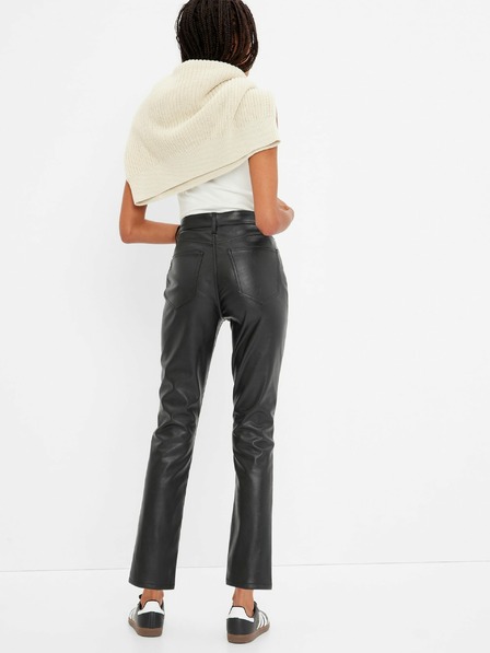 GAP Kalhoty slim high rise z umělé kůže GAP