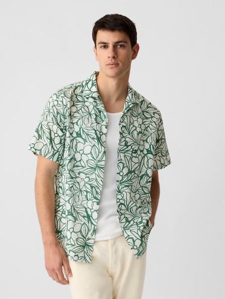 GAP Lněná košile s krátkým rukávem GAP