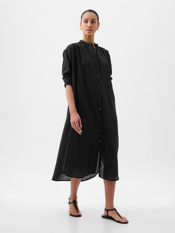 GAP Lněné košilové oversize šaty GAP