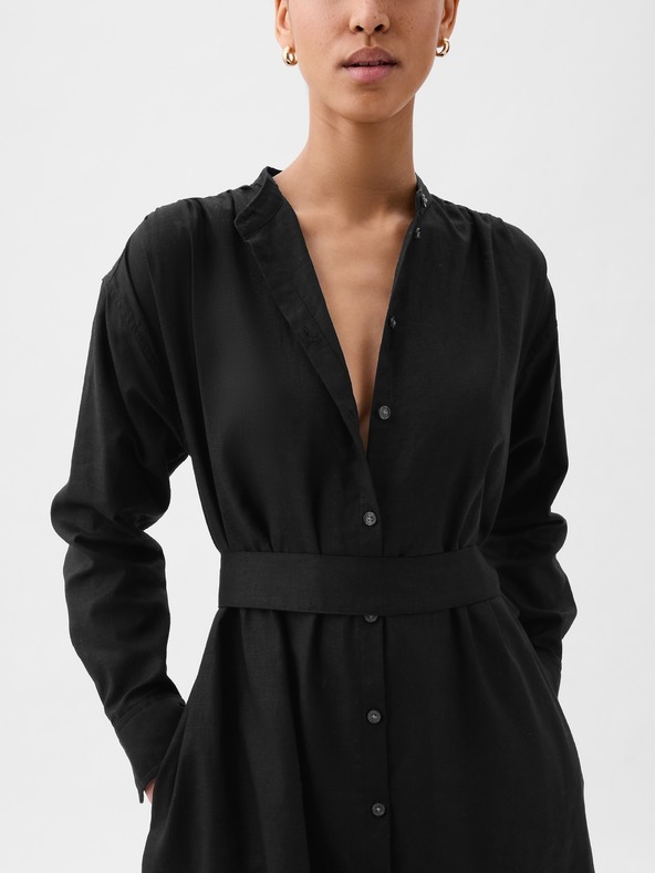 GAP Lněné košilové oversize šaty GAP