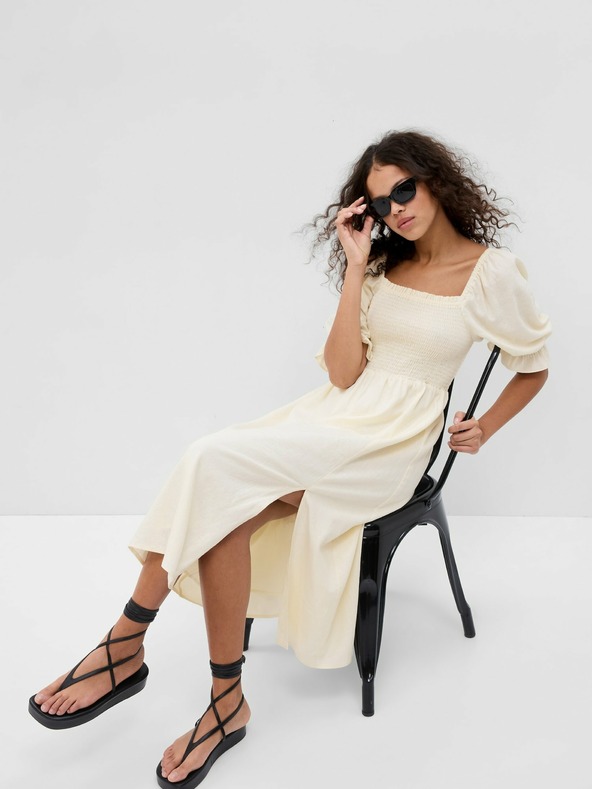 GAP Lněné šaty s rozparkem GAP