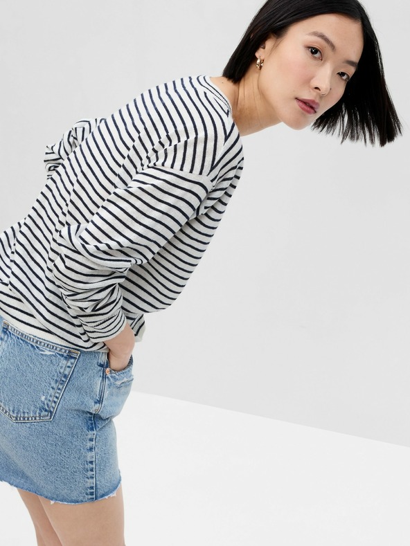 GAP Lněný pruhovaný svetr GAP