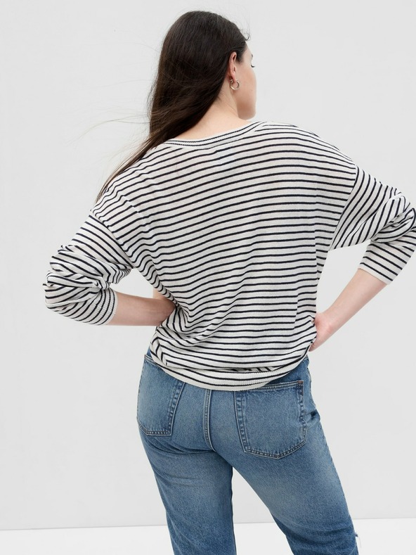 GAP Lněný pruhovaný svetr GAP