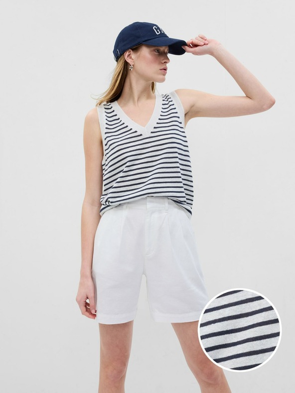 GAP Lněná pruhovaná vesta GAP