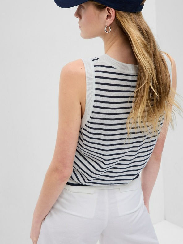 GAP Lněná pruhovaná vesta GAP