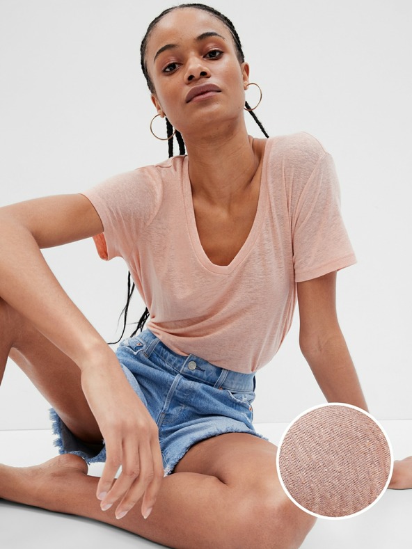 GAP Lněné tričko s krátkým rukávem GAP