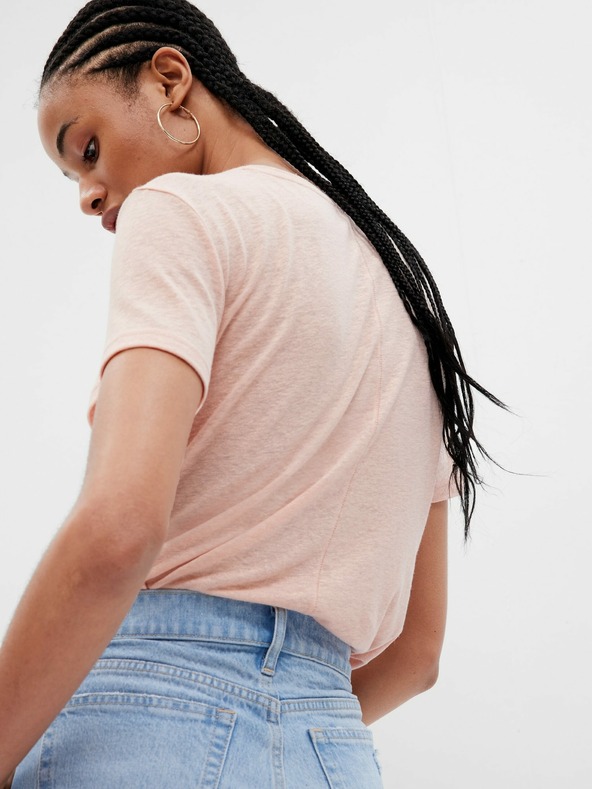 GAP Lněné tričko s krátkým rukávem GAP