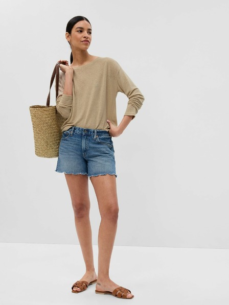 GAP Lněné tričko s dlouhým rukávem GAP