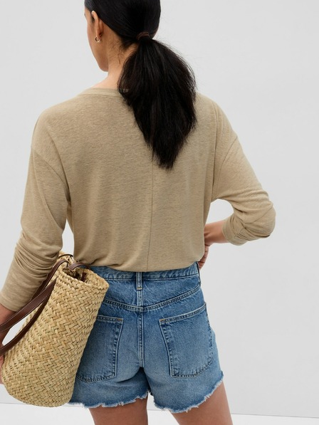 GAP Lněné tričko s dlouhým rukávem GAP