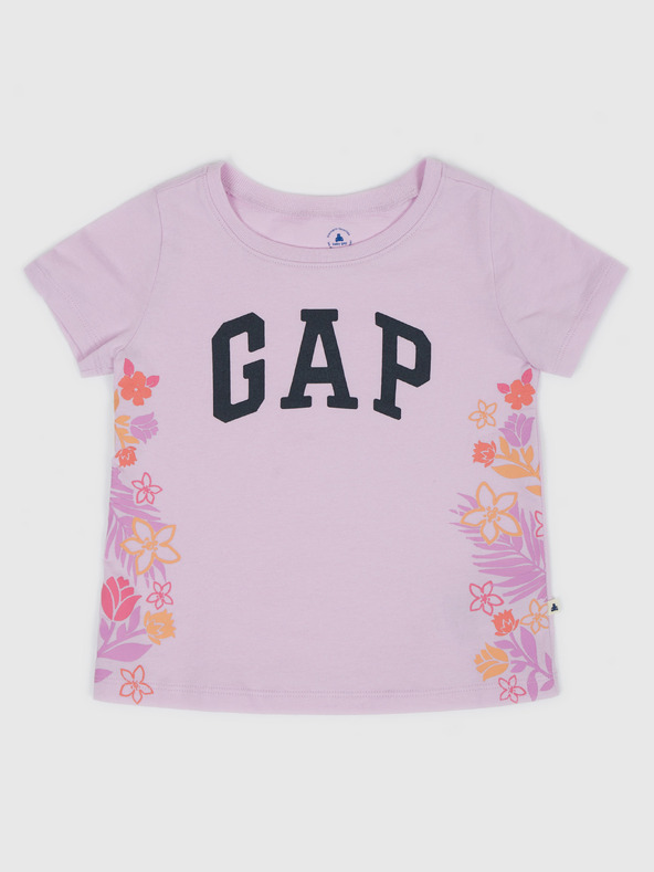 GAP Dětské tričko s logem a květy GAP