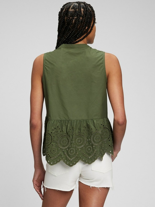 GAP Bavlněný peplum crop top s krajkou GAP