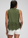 GAP Bavlněný peplum crop top s krajkou GAP