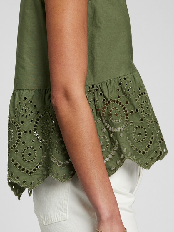 GAP Bavlněný peplum crop top s krajkou GAP