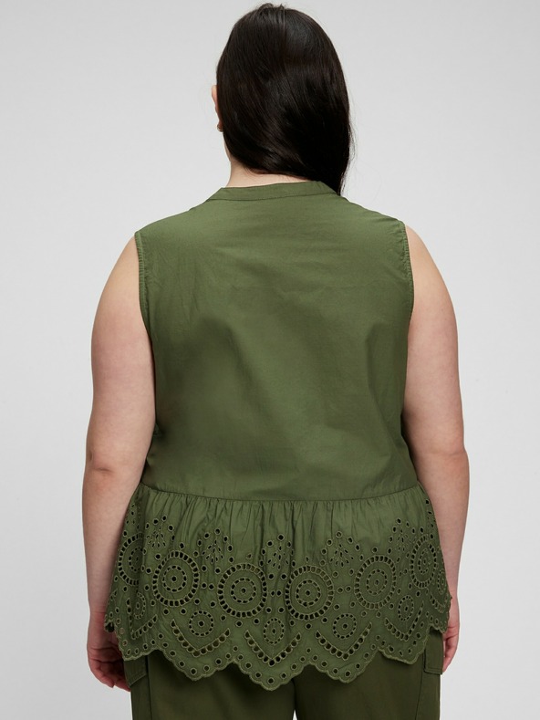 GAP Bavlněný peplum crop top s krajkou GAP
