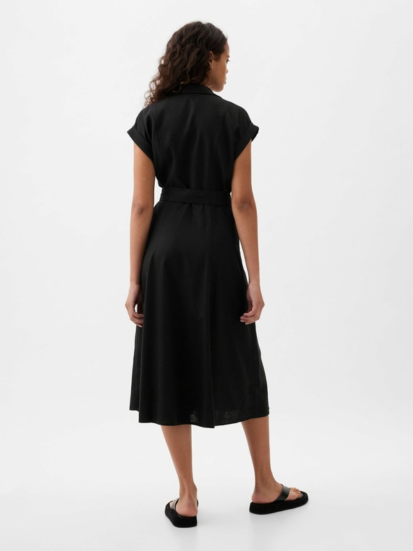 GAP Lněné košilové midi šaty GAP