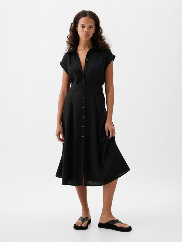 GAP Lněné košilové midi šaty GAP