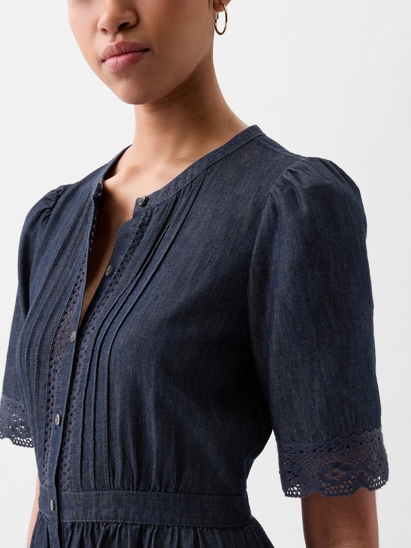 GAP Džínové midi šaty s krajkou GAP