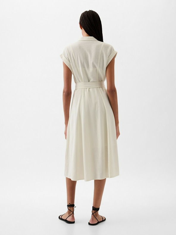 GAP Lněné košilové midi šaty GAP