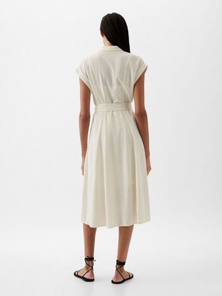 GAP Lněné košilové midi šaty GAP