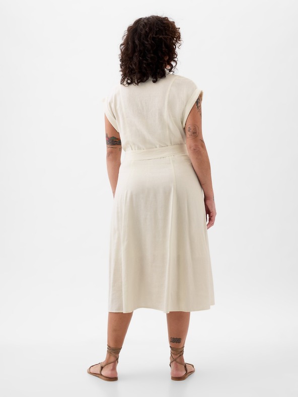 GAP Lněné košilové midi šaty GAP