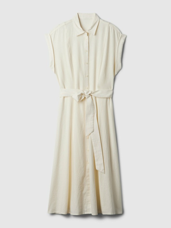 GAP Lněné košilové midi šaty GAP