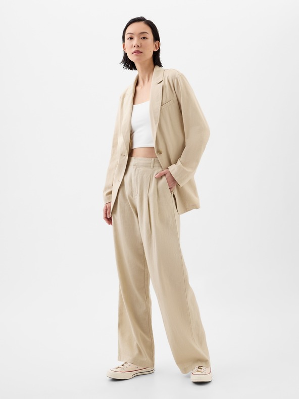 GAP Kalhoty Wide-Leg z lněné směsi GAP