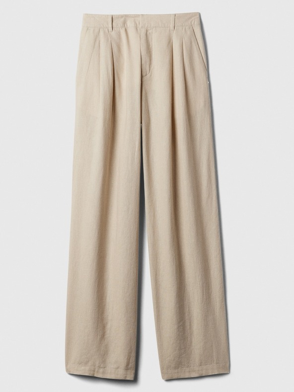 GAP Kalhoty Wide-Leg z lněné směsi GAP