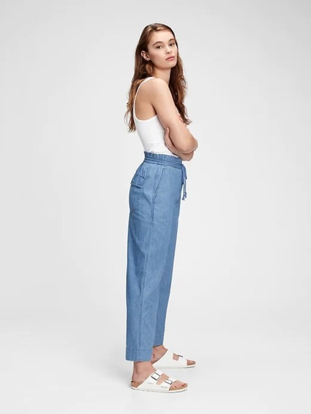 GAP Kalhoty high rise chambray wide-leg GAP