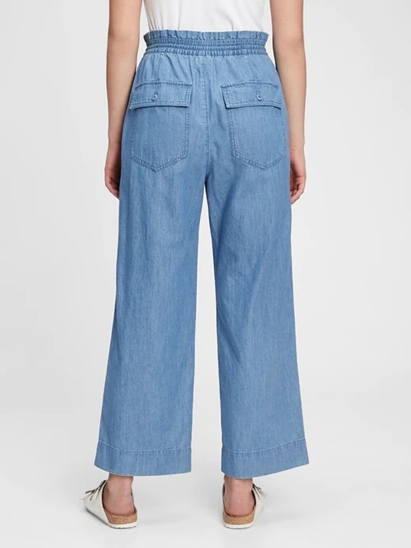 GAP Kalhoty high rise chambray wide-leg GAP